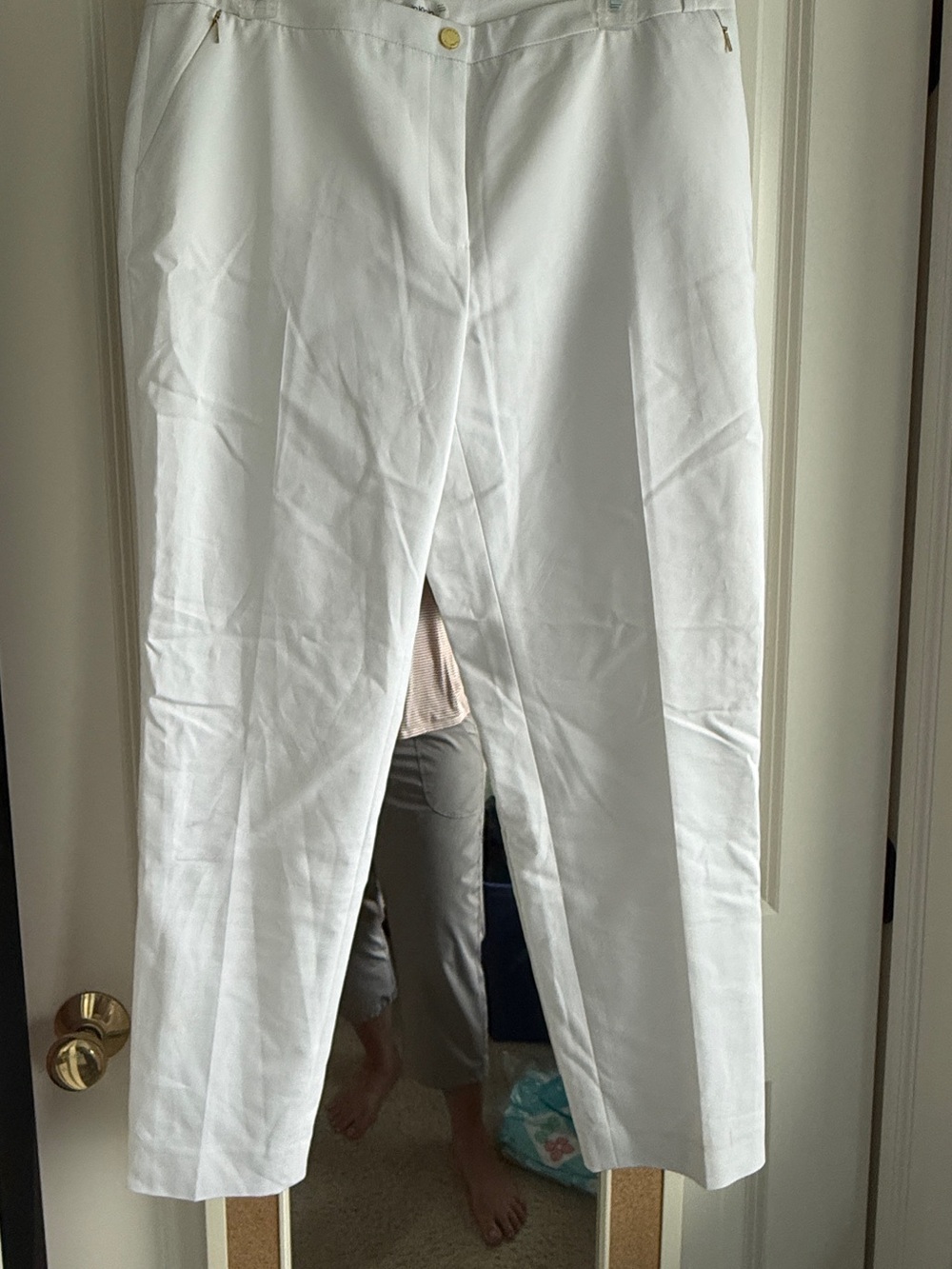 Calvin Klein White Straight-Leg Trousers